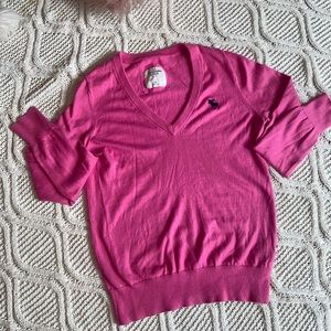 NWOT*ABERCROMBIE & FITCH PINK SWEATER TOP SHIRT SZ MEDIUM